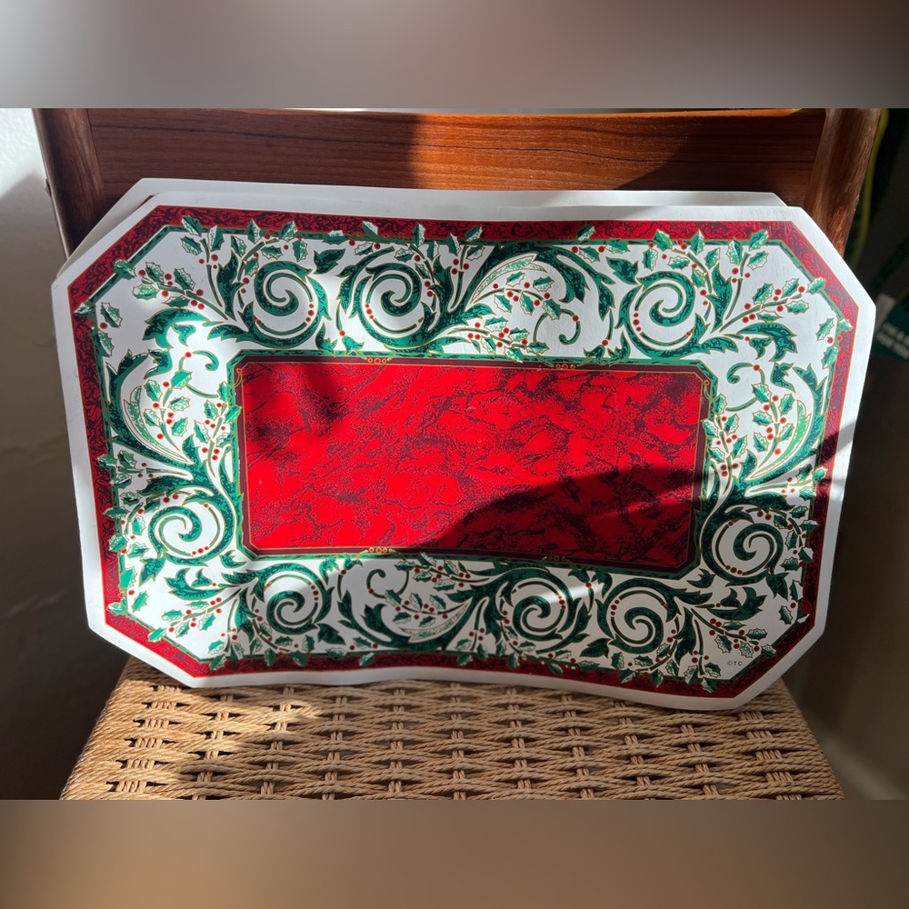 Vintage Christmas Vinyl Placemats (Set of 4) | Holly Berry Holiday Decor